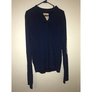 Hollister Henley Pullover Shirt Men XL Long Sleeve Blue
